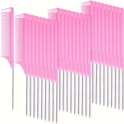 30 Piece Pointed Tail Comb Set, Suitable for Hairstyle Design, Plastic Comb Teeth and Metal Handle, Heat-Resistant Combing Comb
