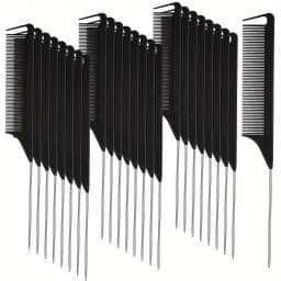 30 Piece Pointed Tail Comb Set, Suitable for Hairstyle Design, Plastic Comb Teeth and Metal Handle, Heat-Resistant Combing Comb