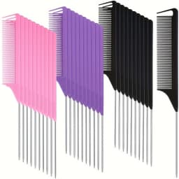 30 Piece Pointed Tail Comb Set, Suitable for Hairstyle Design, Plastic Comb Teeth and Metal Handle, Heat-Resistant Combing Comb