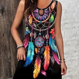 2025 new oversized round ring pattern dress