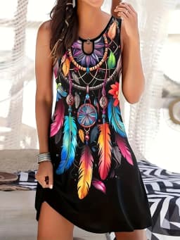 2025 new oversized round ring pattern dress