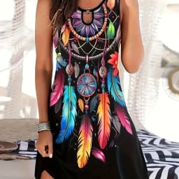2025 new oversized round ring pattern dress