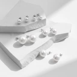 MODIAN 5 Sizes 925 Sterling Silver Elegant Crystal Pearl Stud Earrings Classic Basic Jewelry For Women Birthday Gifts