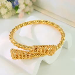 Dubai Gold Plated Cuff Bracelets 21k Gold Color Luxury Saudi Bridal Wedding Bangles Turkish Women Wedding Party Ramadan Jewelry