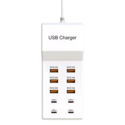 10 Ports USB Charger 50W Type C Hub Fast Charging Station for iPhone Samsung Xiaomi Huawei Tablet Multi Devices Extension Socket