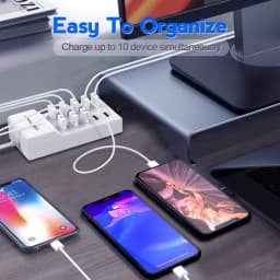 10 Ports USB Charger 50W Type C Hub Fast Charging Station for iPhone Samsung Xiaomi Huawei Tablet Multi Devices Extension Socket