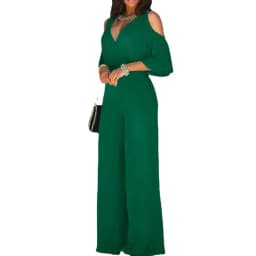2024 Spring/Summer New Women's Plus Size Jumpsuit Loose Elastic V-neck Off Shoulder Waist Loose Wide Leg Pants Women's Wear