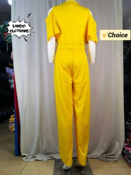 2024 Spring/Summer New Women's Plus Size Jumpsuit Loose Elastic V-neck Off Shoulder Waist Loose Wide Leg Pants Women's Wear