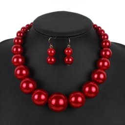Necklace & Earrings 2-Piece-Set Pearl Earrings Charm Pendant Necklace for Women Girls Dating Parties