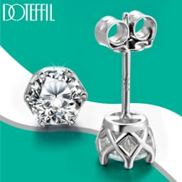 DOTEFFIL 0.5-1 Carat D Color Moissanite Stud Earrings For Women Top Quality 100% 925 Sterling Silver Sparkling Wedding Jewelry