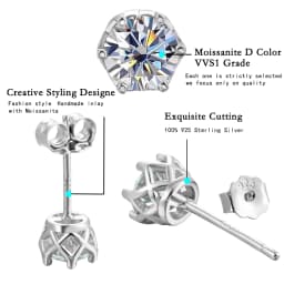 DOTEFFIL 0.5-1 Carat D Color Moissanite Stud Earrings For Women Top Quality 100% 925 Sterling Silver Sparkling Wedding Jewelry