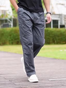 High Quality Men's Trousers Cargo Pants Zipper Pockets Elastic Waist with Banding Casual Sports Hiking Training Dungarees