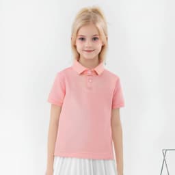 Summer Boys and Girls Solid Color Short Sleeved T-Shirt Top, Children's Fashion Lapel Short Sleeved Polo Shirt, Formal Student O