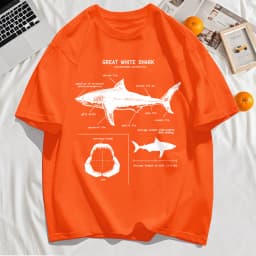 Great White Shark Anatomy T-Shirt New Summer Men Street Short Sleeve Hip Hop Punk Style Boy Casual Tops Oversize White Tees