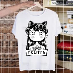 Komi San Can't Communicate T Shirt Men Shirts Summer Top Komisan Shouko Excited Tshirts Short Sleeves Tees Manga Tadano T-Shirt