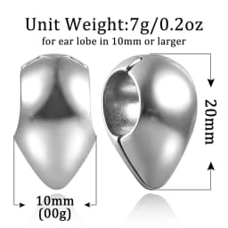 Giga 1/2Pcs 10mm(00g) Teardrop Stainless Steel Ear Hanger Weights Expander Gauges Ears Stretcher Piercing Body Jewelry Punk