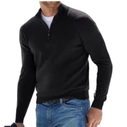 2026 Independent Station New Spring Season Long-Sleeved V-Neck Wool Velvet Zipper Men's Casual Top Polo