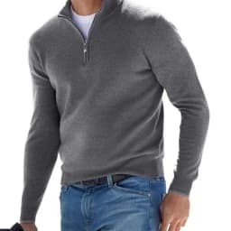 2026 Independent Station New Spring Season Long-Sleeved V-Neck Wool Velvet Zipper Men's Casual Top Polo
