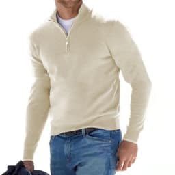 2026 Independent Station New Spring Season Long-Sleeved V-Neck Wool Velvet Zipper Men's Casual Top Polo