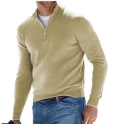 2026 Independent Station New Spring Season Long-Sleeved V-Neck Wool Velvet Zipper Men's Casual Top Polo