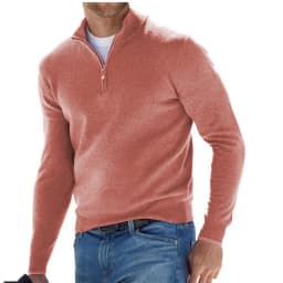 2026 Independent Station New Spring Season Long-Sleeved V-Neck Wool Velvet Zipper Men's Casual Top Polo
