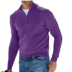 2026 Independent Station New Spring Season Long-Sleeved V-Neck Wool Velvet Zipper Men's Casual Top Polo