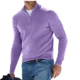 2026 Independent Station New Spring Season Long-Sleeved V-Neck Wool Velvet Zipper Men's Casual Top Polo
