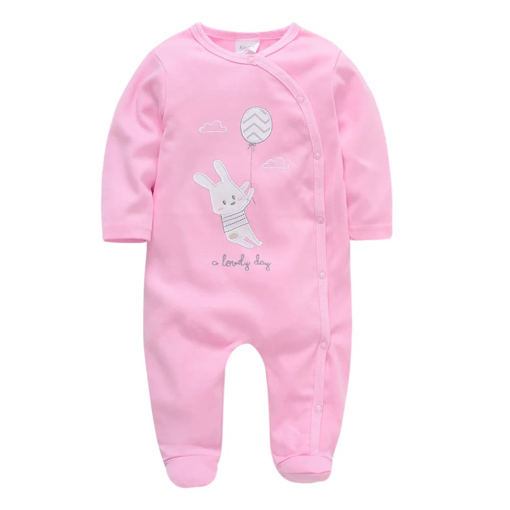 Kavkas Baby Girls Rompers Lovely Rabbit Design Cotton Child Clothes 0-12 Months Full Sleeve Overalls Infant Jumpsuit