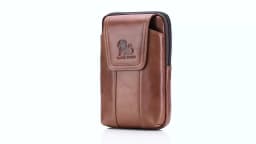 Genuine Leather Men's Waist Bag, Cowhide Phone Bag, Can Be Worn With Belt Hooks