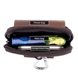 Genuine Leather Men's Waist Bag, Cowhide Phone Bag, Can Be Worn With Belt Hooks