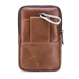 Genuine Leather Men's Waist Bag, Cowhide Phone Bag, Can Be Worn With Belt Hooks