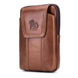 Genuine Leather Men's Waist Bag, Cowhide Phone Bag, Can Be Worn With Belt Hooks