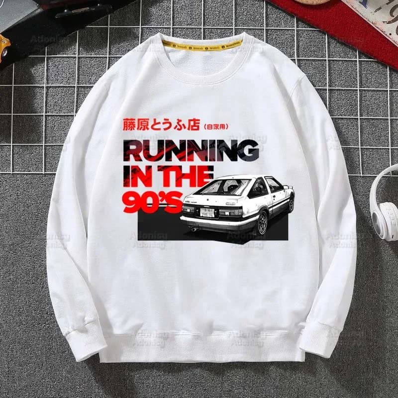 Anime AE86 Initial D Hoodies RedSuns Sweatshirts Autumn Winter JDM Manga Takumi Fujiwara Drift Car Akagi Hip Hop Hoody Tops