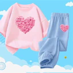 2pcs Girls Clothes Cute Cat Short-sleeved Children T-shirts + Pants Suit Cotton Kids Clothing Sets Summer Kids Outfit