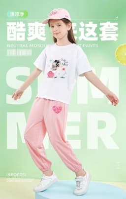 2pcs Girls Clothes Cute Cat Short-sleeved Children T-shirts + Pants Suit Cotton Kids Clothing Sets Summer Kids Outfit