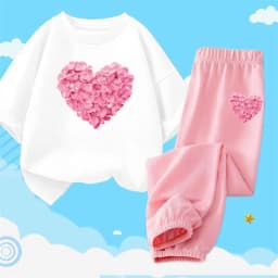2pcs Girls Clothes Cute Cat Short-sleeved Children T-shirts + Pants Suit Cotton Kids Clothing Sets Summer Kids Outfit