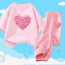 2pcs Girls Clothes Cute Cat Short-sleeved Children T-shirts + Pants Suit Cotton Kids Clothing Sets Summer Kids Outfit