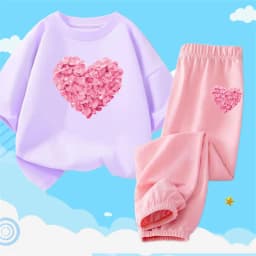 2pcs Girls Clothes Cute Cat Short-sleeved Children T-shirts + Pants Suit Cotton Kids Clothing Sets Summer Kids Outfit