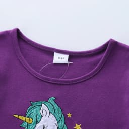 Girl's Spring Unicorn Embroidered Long Sleeved Mesh Spliced Cotton Party Princess Dress LH1701