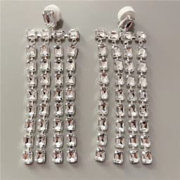 Long Tassel Big Drop Earrings Crystal Accessories for Women Oversize Exaggerate Dangle Earrings Wedding Jewelry Gifts