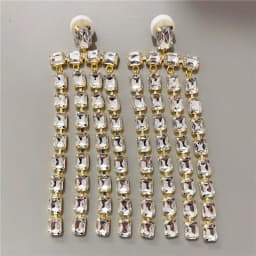 Long Tassel Big Drop Earrings Crystal Accessories for Women Oversize Exaggerate Dangle Earrings Wedding Jewelry Gifts