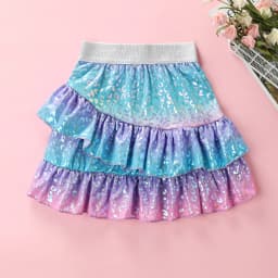 Summer New Mermaid Rainbow Fish Scales Summer Birthday Party Colorful Skirt F5510 for Primary and Secondary School Girls F5510