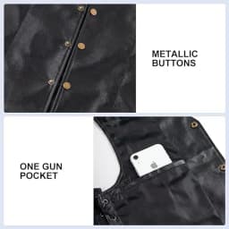 Arjen Kroos Men's Faux Leather Vest with Hidden Pockets Adjustable Laces Motorcycle Rider Vest