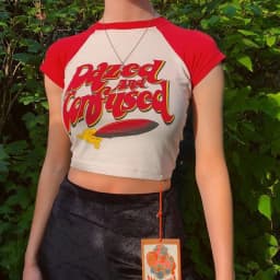 Letter Printed Navel Exposed T-Shirt Color Blocking Design Round Neck Printed Short Sleeve Navel Exposed Top Women Crop Top