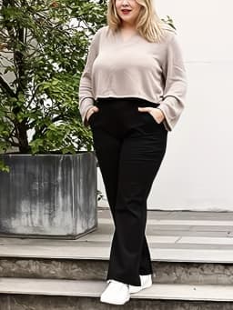 Summer new women's plus size knitted fabric business formal fashion style pants