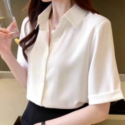 Summer Short Sleeve V-Neck Chiffon Shirt Women's Clothing 2024 Spring New Office Lady Loose Casual Pullover Blouse
