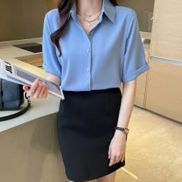 Summer Short Sleeve V-Neck Chiffon Shirt Women's Clothing 2024 Spring New Office Lady Loose Casual Pullover Blouse