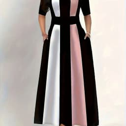 Plus size summer new women's clothing dress, elegant slim fit, fashionable and contrasting color dress for commuting