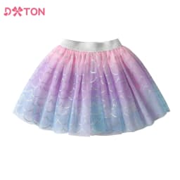 DXTON New Summer Girls Tulle Skirts Mermaid Children Princess Mini Skirt Gradient Mesh Kids Dancing Skirt Party Costume 3-10Yrs