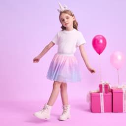 DXTON New Summer Girls Tulle Skirts Mermaid Children Princess Mini Skirt Gradient Mesh Kids Dancing Skirt Party Costume 3-10Yrs